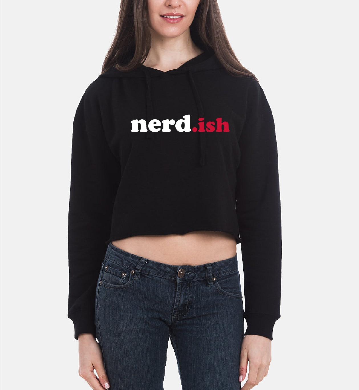 nerdish Plain Crop Top Hoodie