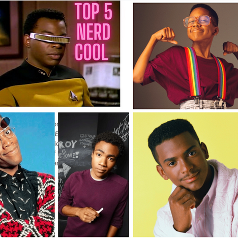 Collage of five images featuring different individuals with text 'Top 5 Nerd Cool' in the center.