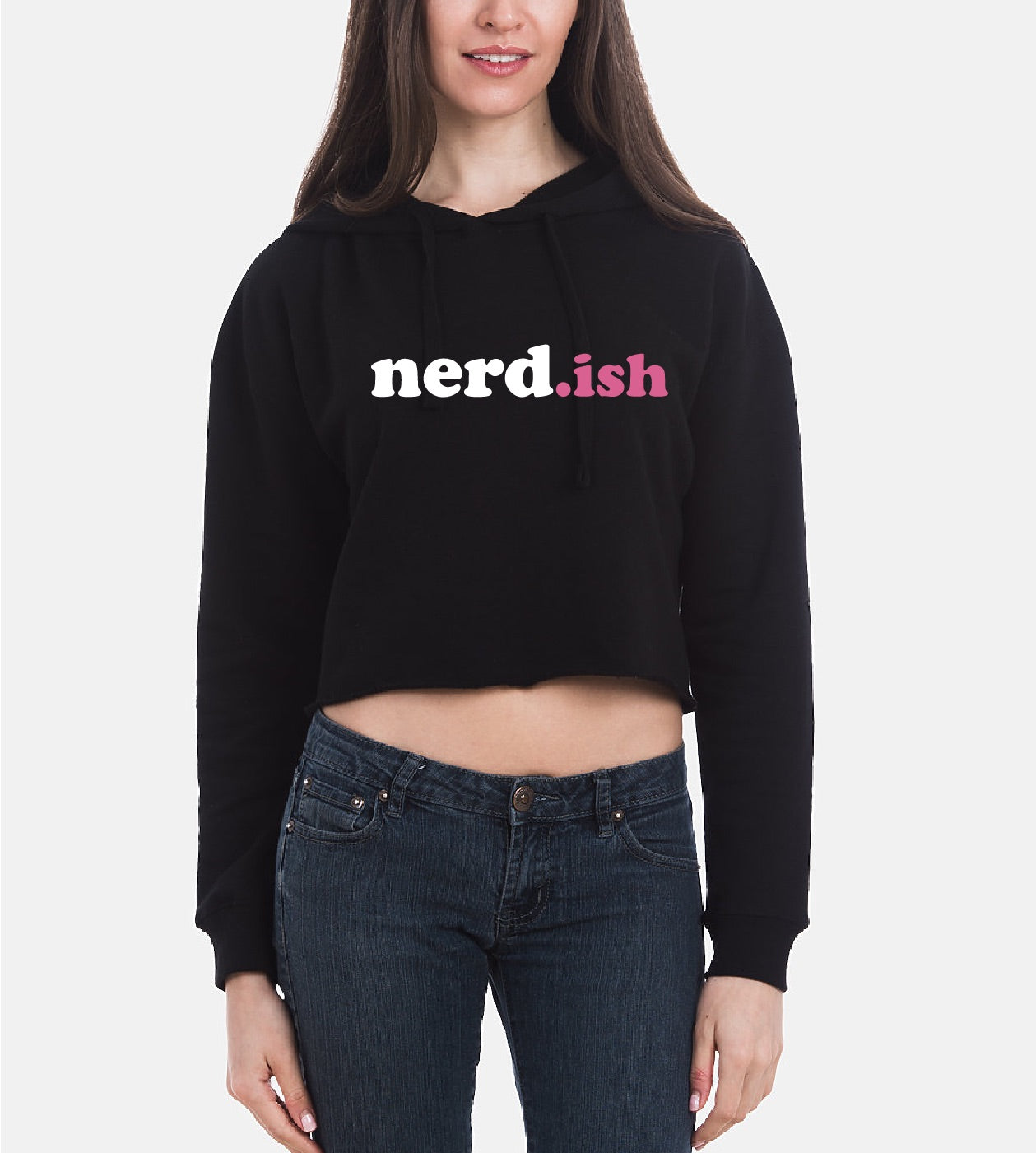 nerdish Plain Crop Top Hoodie