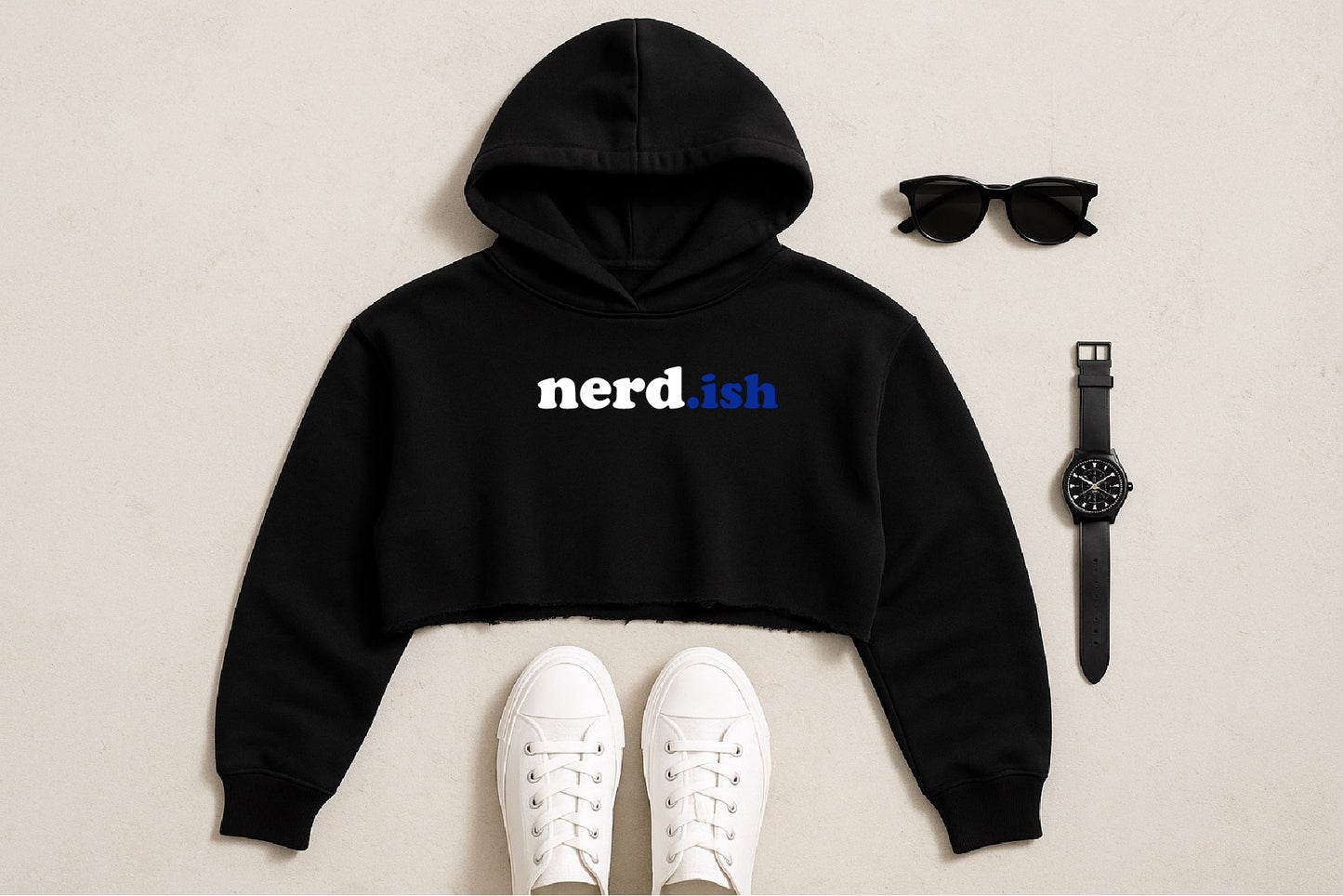 nerdish Plain Crop Top Hoodie