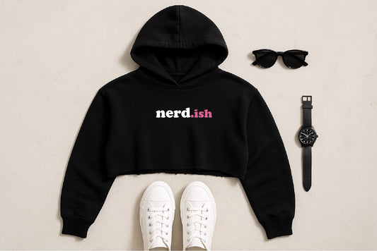 nerdish Plain Crop Top Hoodie