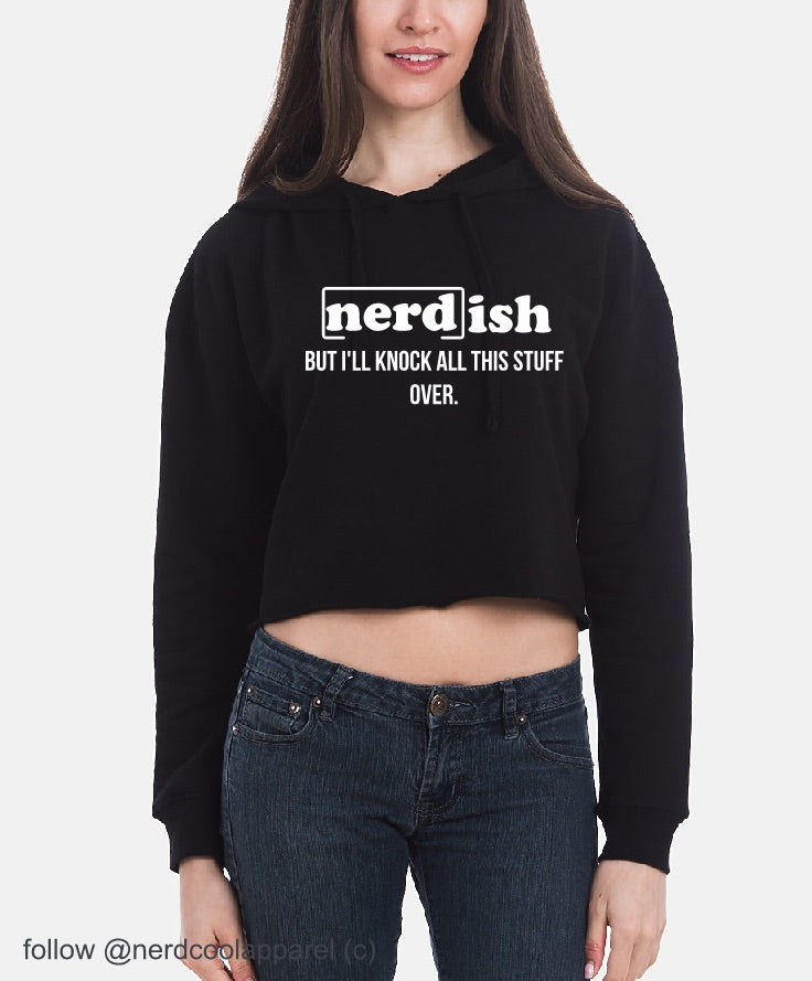 Person wearing a black hoodie with text and blue jeans on a white background